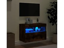 Móvel De Tv| Móvel de parede p/ TV c/ luzes LED 60x30x40 cm carvalho fumado PT502164 Castanho