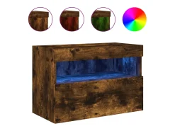 Móvel De Tv| Móvel de parede p/ TV c/ luzes LED 60x30x40 cm carvalho fumado PT502164 Castanho