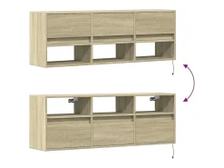 vidaxl Móvel de parede p/ TV c/ luzes LED 130x31x45 cm carvalho sonoma Castanho
