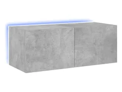 Móvel de parede p/ TV c/ luzes LED 80x35x31 cm cinza cimento PT257800^ Móvel De Tv