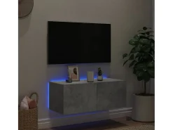 Móvel de parede p/ TV c/ luzes LED 80x35x31 cm cinza cimento PT257800^ Móvel De Tv