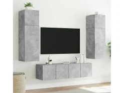 Móvel de parede p/ TV c/ luzes LED 80x35x31 cm cinza cimento PT257800^ Móvel De Tv