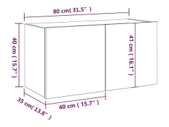 Best vidaxl Móvel de parede p/ TV c/ luzes LED 80x35x41 cm carvalho fumado Castanho