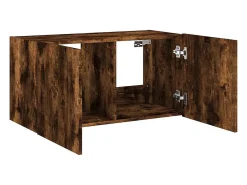 Best vidaxl Móvel de parede p/ TV c/ luzes LED 80x35x41 cm carvalho fumado Castanho