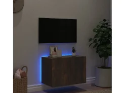 Móvel De Tv| Móvel de parede p/ TV c/ luzes LED 60x35x41 cm carvalho fumado PT378909 Castanho