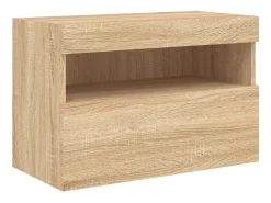 Móvel de parede p/ TV c/ luzes LED 60x30x40 cm carvalho sonoma PT994220^ Móvel De Tv