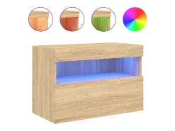 Móvel de parede p/ TV c/ luzes LED 60x30x40 cm carvalho sonoma PT994220^ Móvel De Tv