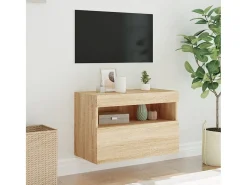 Móvel de parede p/ TV c/ luzes LED 60x30x40 cm carvalho sonoma PT994220^ Móvel De Tv