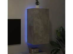 Móvel de parede p/ TV c/ luzes LED 40,5x35x80 cm cinza cimento PT290115^ Móvel De Tv