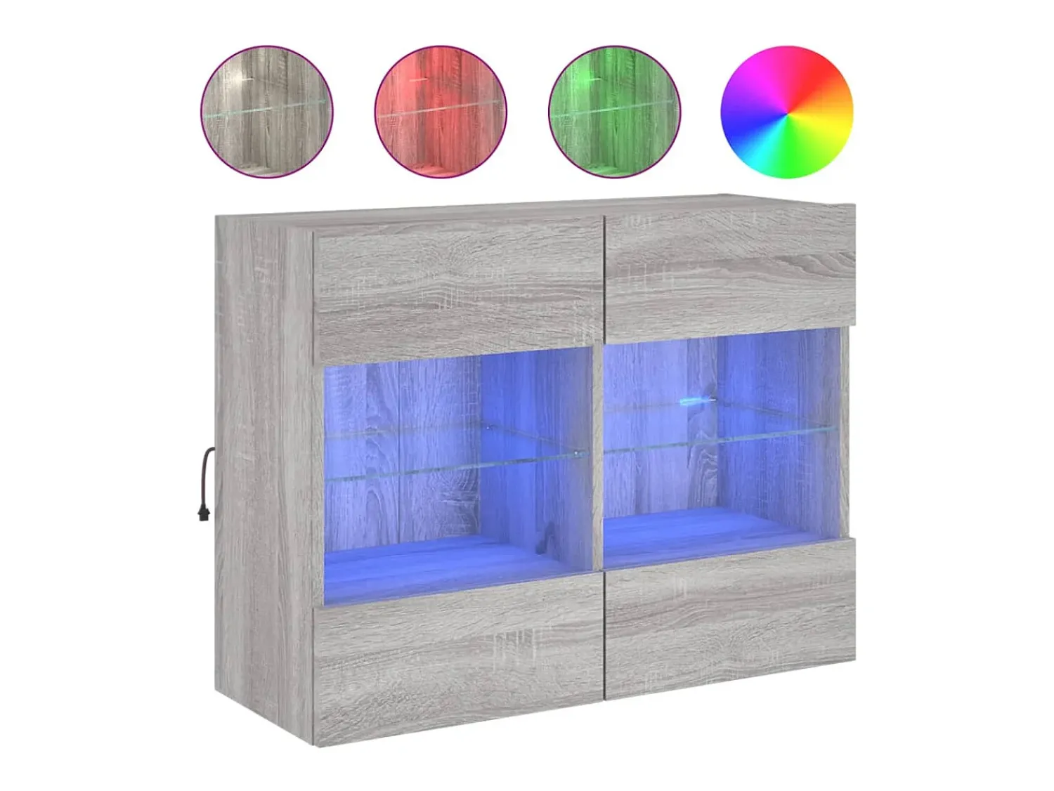 Discount Móvel de parede p/ TV c/ luzes LED 78,5x30x60,5 cm cinza sonoma PT570532 Cinzento
