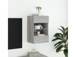 Móvel De Tv* Móvel de parede p/ TV c/ luzes LED 40x30x60,5cm sonoma PT874613 Cinzento