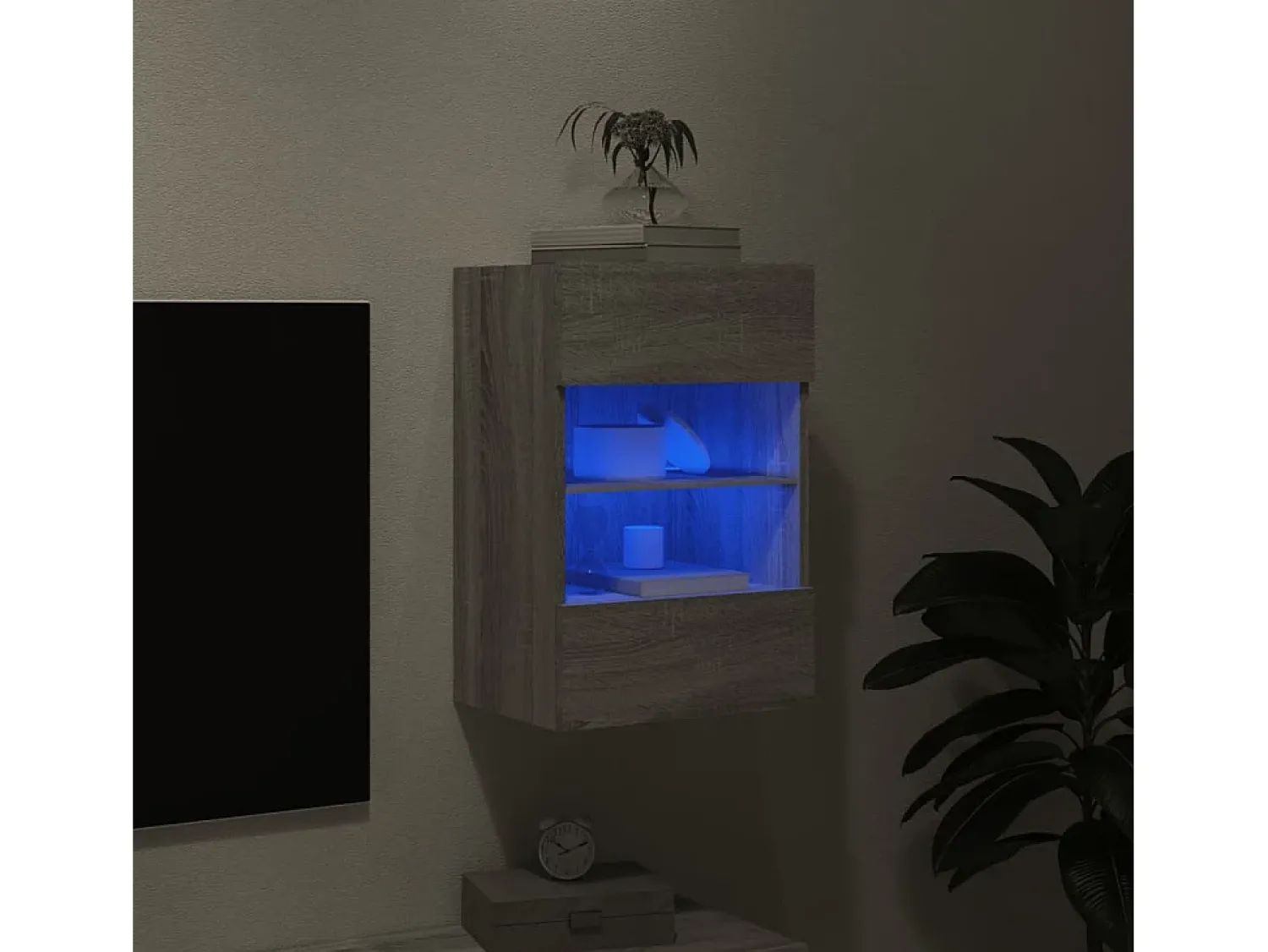 Móvel De Tv* Móvel de parede p/ TV c/ luzes LED 40x30x60,5cm sonoma PT874613 Cinzento