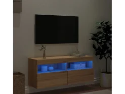 Móvel De Tv* Móvel de parede p/ TV c/ luzes LED 100x30x40 cm carvalho sonoma PT278815 Castanho