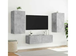 vidaxl Móvel de parede p/ TV c/ luzes LED 40,5x35x80 cm cinza cimento^ Móvel De Tv