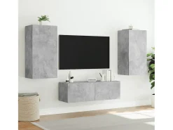 vidaxl Móvel de parede p/ TV c/ luzes LED 40,5x35x80 cm cinza cimento^ Móvel De Tv
