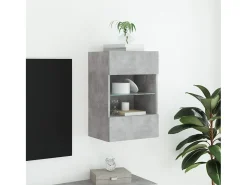 Móvel de parede p/ TV c/ luzes LED 40x30x60,5 cm cinza cimento PT854164^ Móvel De Tv