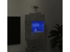 Móvel de parede p/ TV c/ luzes LED 40x30x60,5 cm cinza cimento PT854164^ Móvel De Tv