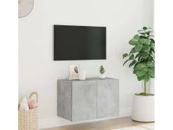 Móvel De Tv* Móvel de parede p/ TV c/ luzes LED 60x35x41 cm cinza cimento PT985997 Cinzento