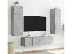 Móvel De Tv* Móvel de parede p/ TV c/ luzes LED 60x35x41 cm cinza cimento PT985997 Cinzento