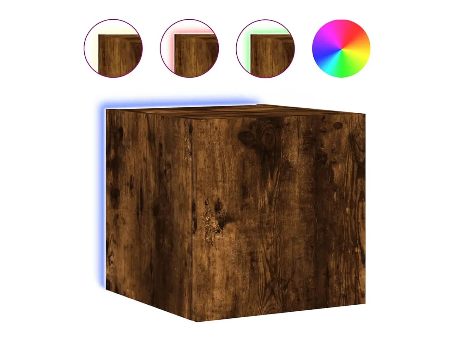Móvel De Tv* Móvel de parede p/ TV c/ luzes LED 30,5x35x30cm carvalho fumado PT893949 Castanho