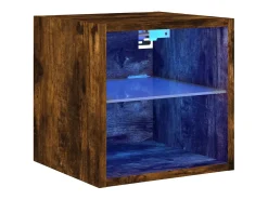 Móvel De Tv* Móvel de parede p/ TV c/ luzes LED 30x28,5x30cm carvalho fumado PT816530 Castanho