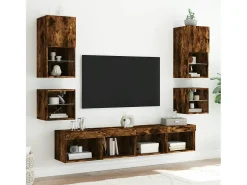 Móvel De Tv* Móvel de parede p/ TV c/ luzes LED 30x28,5x30cm carvalho fumado PT816530 Castanho
