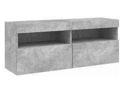 Móvel de parede p/ TV c/ luzes LED 100x30x40 cm cinza cimento PT642944^ Móvel De Tv