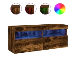 Móvel De Tv| Móvel de parede p/ TV c/ luzes LED 100x30x40 cm carvalho fumado PT200356 Castanho