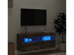 Móvel De Tv| Móvel de parede p/ TV c/ luzes LED 100x30x40 cm carvalho fumado PT200356 Castanho