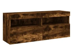 Móvel De Tv| Móvel de parede p/ TV c/ luzes LED 100x30x40 cm carvalho fumado PT200356 Castanho