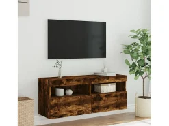 Móvel De Tv| Móvel de parede p/ TV c/ luzes LED 100x30x40 cm carvalho fumado PT200356 Castanho