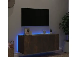 Móvel De Tv| Móvel de parede p/ TV c/ luzes LED 100x35x41 cm carvalho fumado PT515369 Castanho