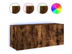 Móvel De Tv| Móvel de parede p/ TV c/ luzes LED 100x35x41 cm carvalho fumado PT515369 Castanho
