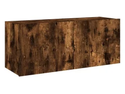 Móvel De Tv| Móvel de parede p/ TV c/ luzes LED 100x35x41 cm carvalho fumado PT515369 Castanho