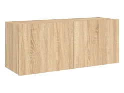 Outlet Móvel de parede p/ TV c/ luzes LED 100x35x41 cm carvalho sonoma PT511692 Castanho