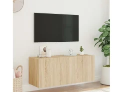 Outlet Móvel de parede p/ TV c/ luzes LED 100x35x41 cm carvalho sonoma PT511692 Castanho