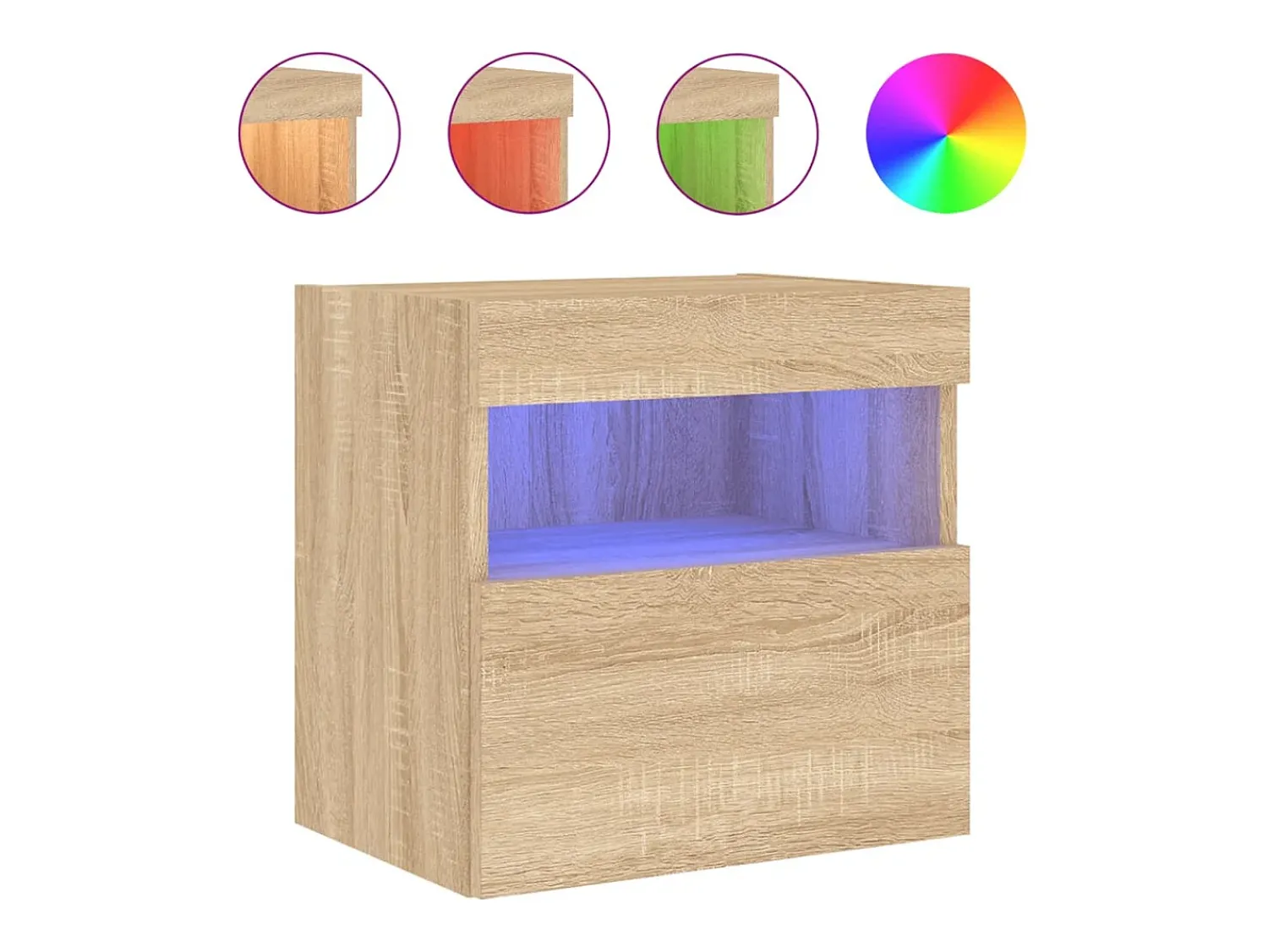 Móvel de parede p/ TV c/ luzes LED 40x30x40cm carvalho sonoma PT779290^ Móvel De Tv