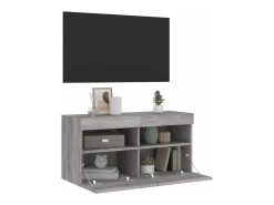 Móvel De Tv|vidaxl Móvel de parede p/ TV c/ luzes LED 80x30x40 cm sonoma Cinzento