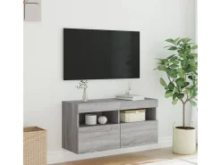 Móvel De Tv|vidaxl Móvel de parede p/ TV c/ luzes LED 80x30x40 cm sonoma Cinzento
