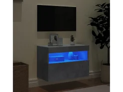 Móvel de parede p/ TV c/ luzes LED 60x30x40 cm cinza cimento PT177933^ Móvel De Tv