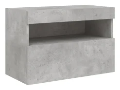 Móvel de parede p/ TV c/ luzes LED 60x30x40 cm cinza cimento PT177933^ Móvel De Tv