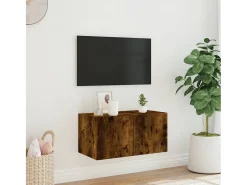 Online Móvel de parede p/ TV c/ luzes LED 60x35x31 cm carvalho fumado PT176516 Castanho