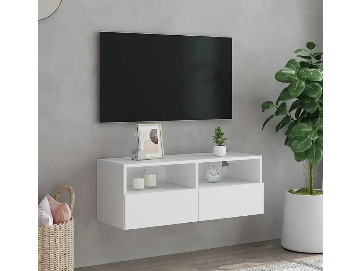 Móvel De Tv| Móvel de parede p/ TV 80x30x30 cm derivados de madeira PT515510 Branco