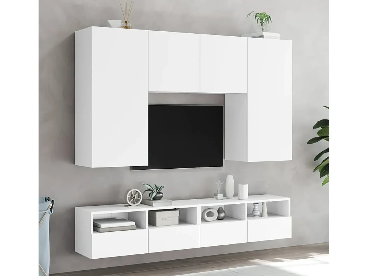 Móvel De Tv| Móvel de parede p/ TV 80x30x30 cm derivados de madeira PT515510 Branco