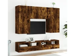 Móvel de parede p/ TV 80x30x30cm deriv. madeira carvalho fumado PT505955^ Móvel De Tv