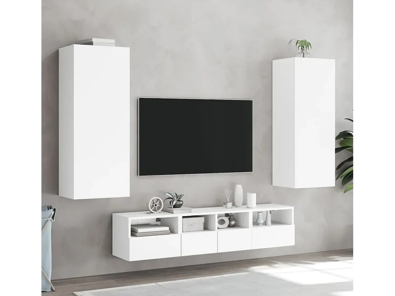 Outlet Móvel de parede p/ TV 40,5x30x102cm derivados de madeira PT293088 Branco