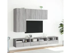 Móvel de parede p/ TV 60x30x30cm derivados madeira cinza sonoma PT142659^ Móvel De Tv