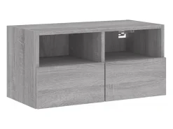 Móvel de parede p/ TV 60x30x30cm derivados madeira cinza sonoma PT142659^ Móvel De Tv