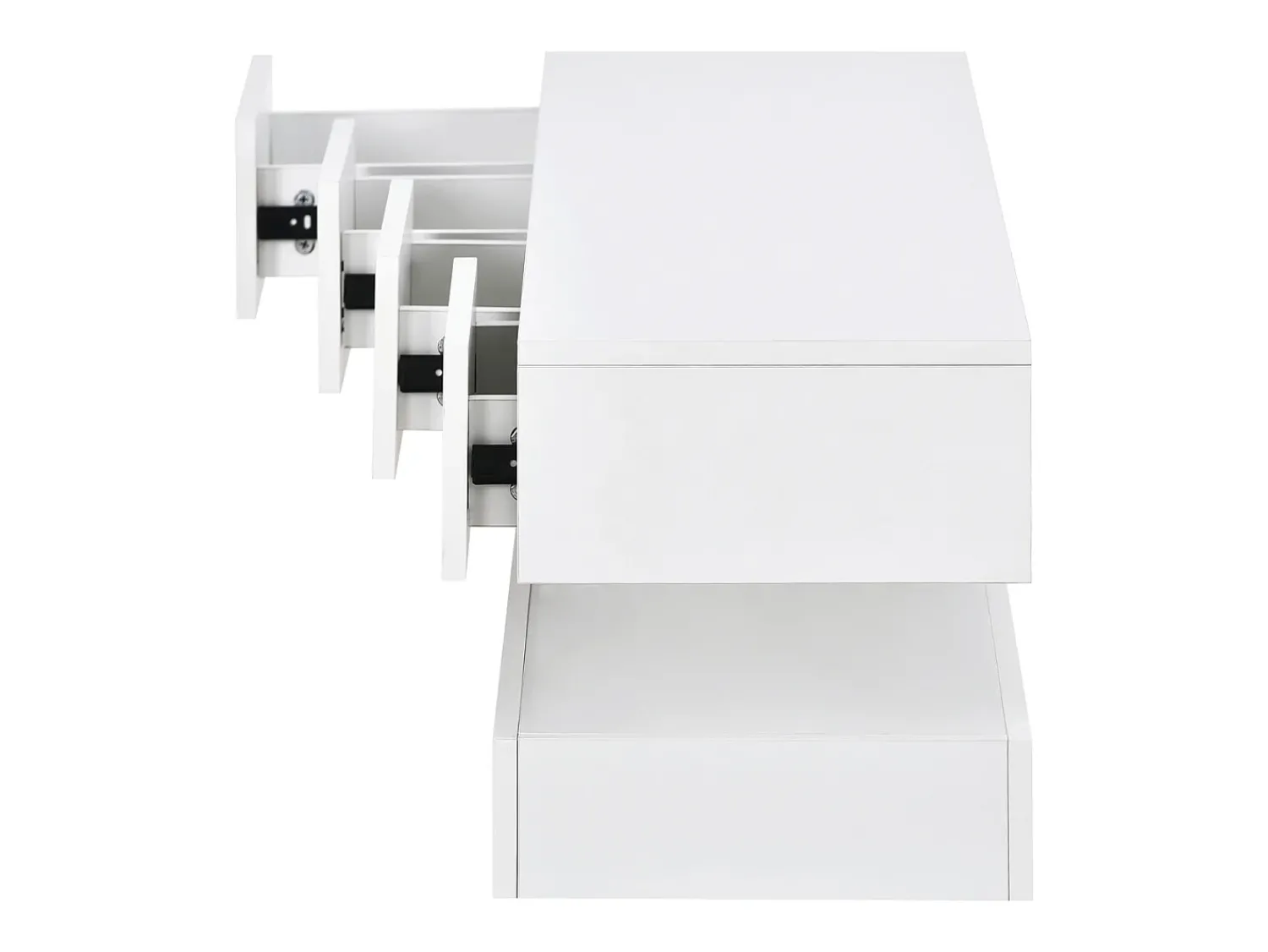 New Móvel de parede para TV, 130 × 33 × 15 cm, , com 2 armários, 4 gavetas e iluminação LED de 16 cores, para TVs de 55". Branco