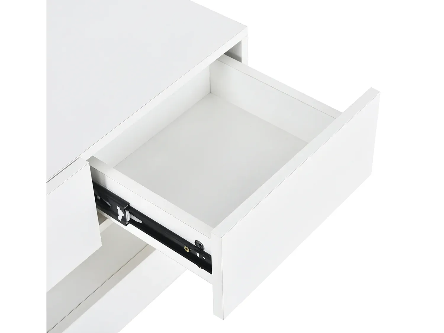 New Móvel de parede para TV, 130 × 33 × 15 cm, , com 2 armários, 4 gavetas e iluminação LED de 16 cores, para TVs de 55". Branco